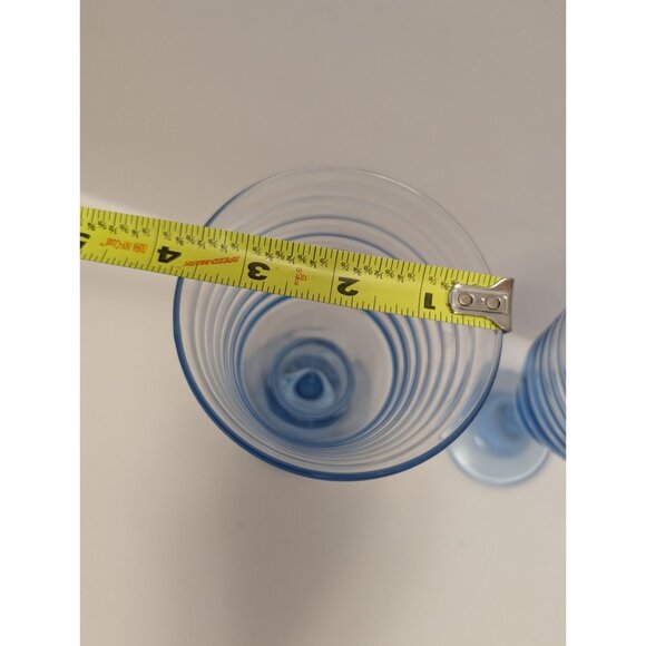 Vintage Libbey Sirrus Blue Ribbed Glass Goblets Set Of 2 - Picture 7 of 7